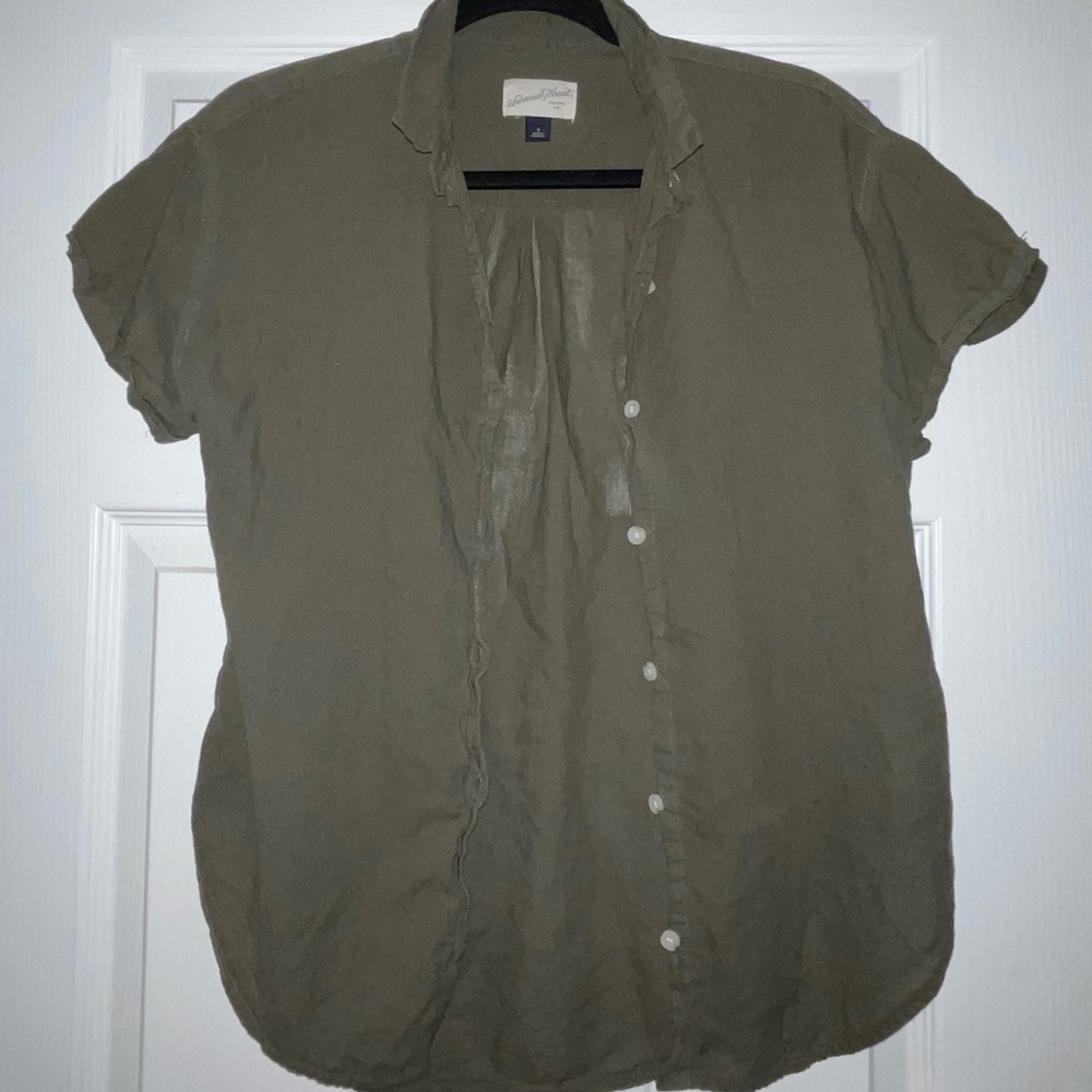 Olive Button Down Small